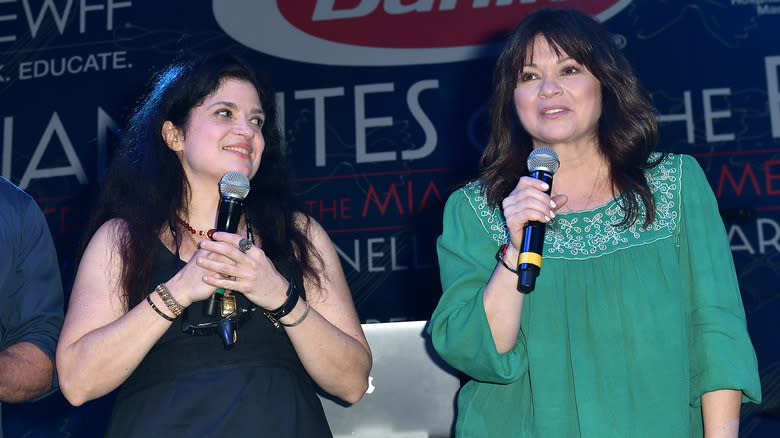 Alex Guarnaschelli and Valerie Bertinelli on stage