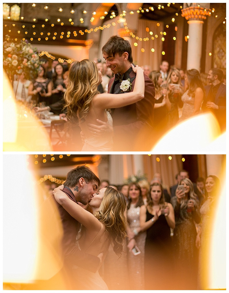 Guests raising glasses for a toast at Lisa and Alex Gaskarth's wedding, celebrating the couple and their new marriage.