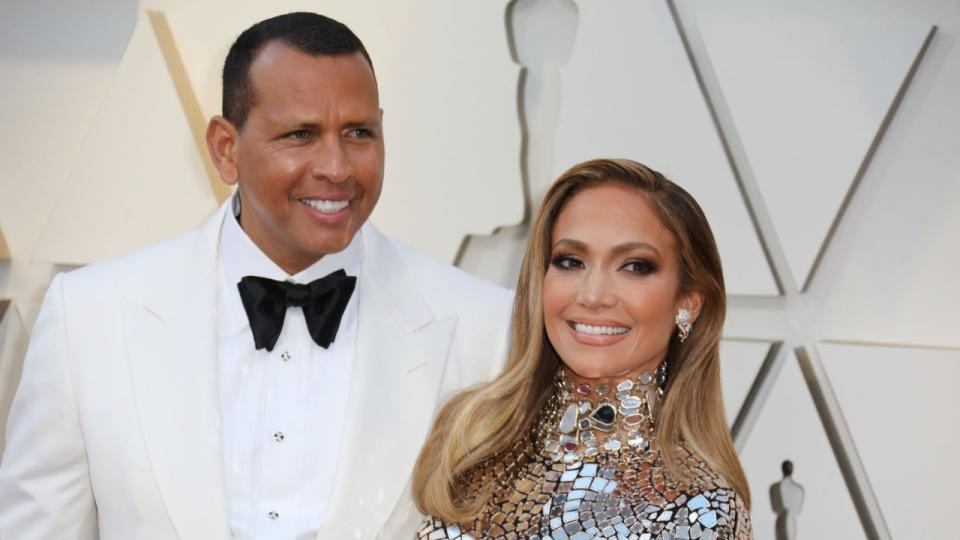 Jennifer Lopez and Alex Rodriguez in a close moment.