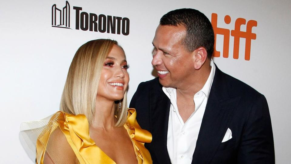 Jennifer Lopez and Alex Rodriguez posing together.