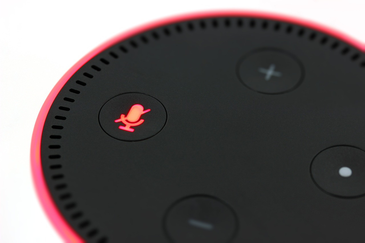 Amazon Echo glowing in red colour