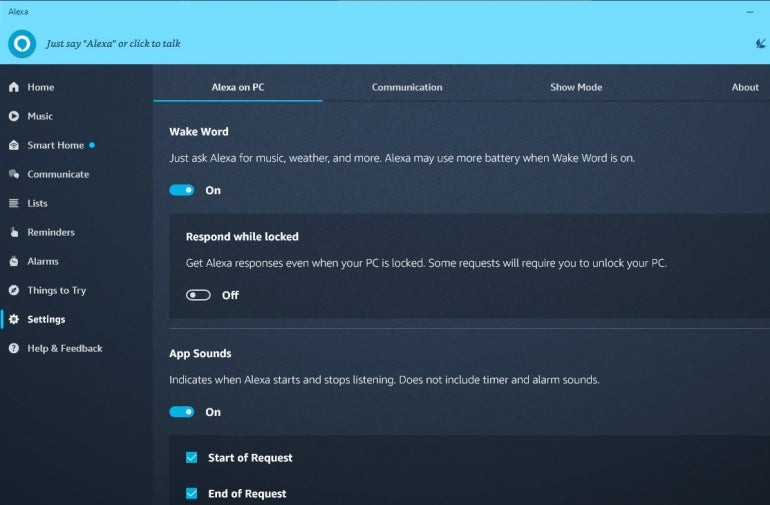 Customize Alexa app settings on Windows 11