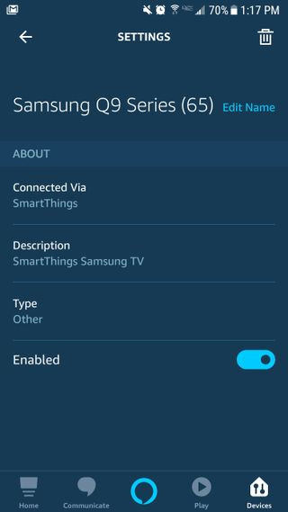 Connect Samsung TV to Alexa - Amazon Alexa app device menu