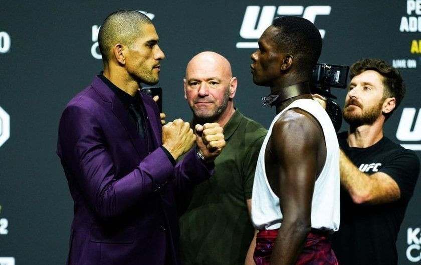 Alex Pereira vs. Israel Adesanya face off (UFC 287).