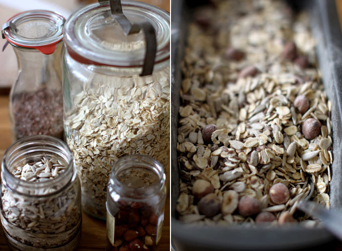 A sliced loaf of seed bread.