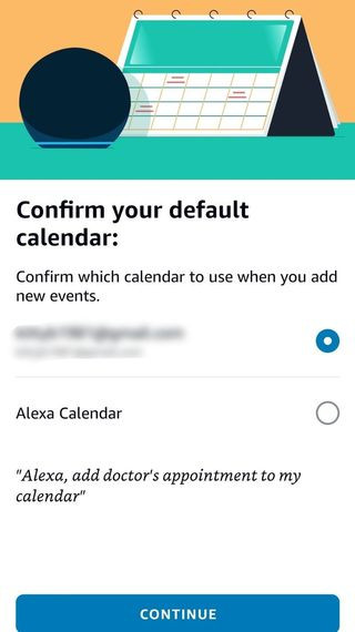 Choosing a default calendar for new events in Alexa