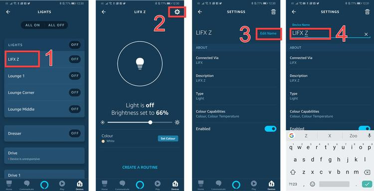 Renaming a Device in the Alexa App