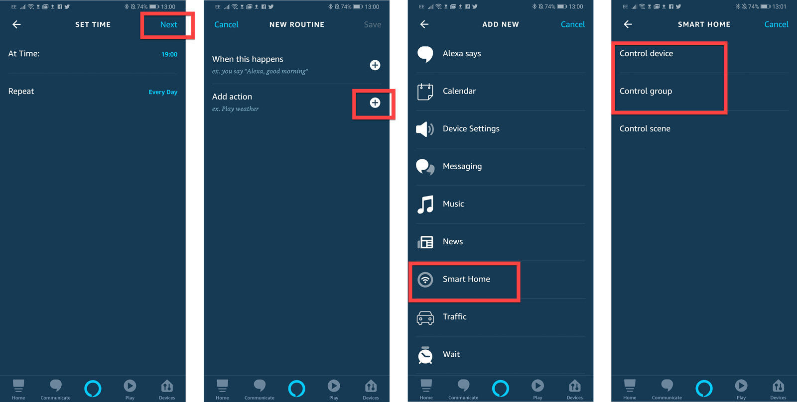 Setting a Schedule in the Alexa App