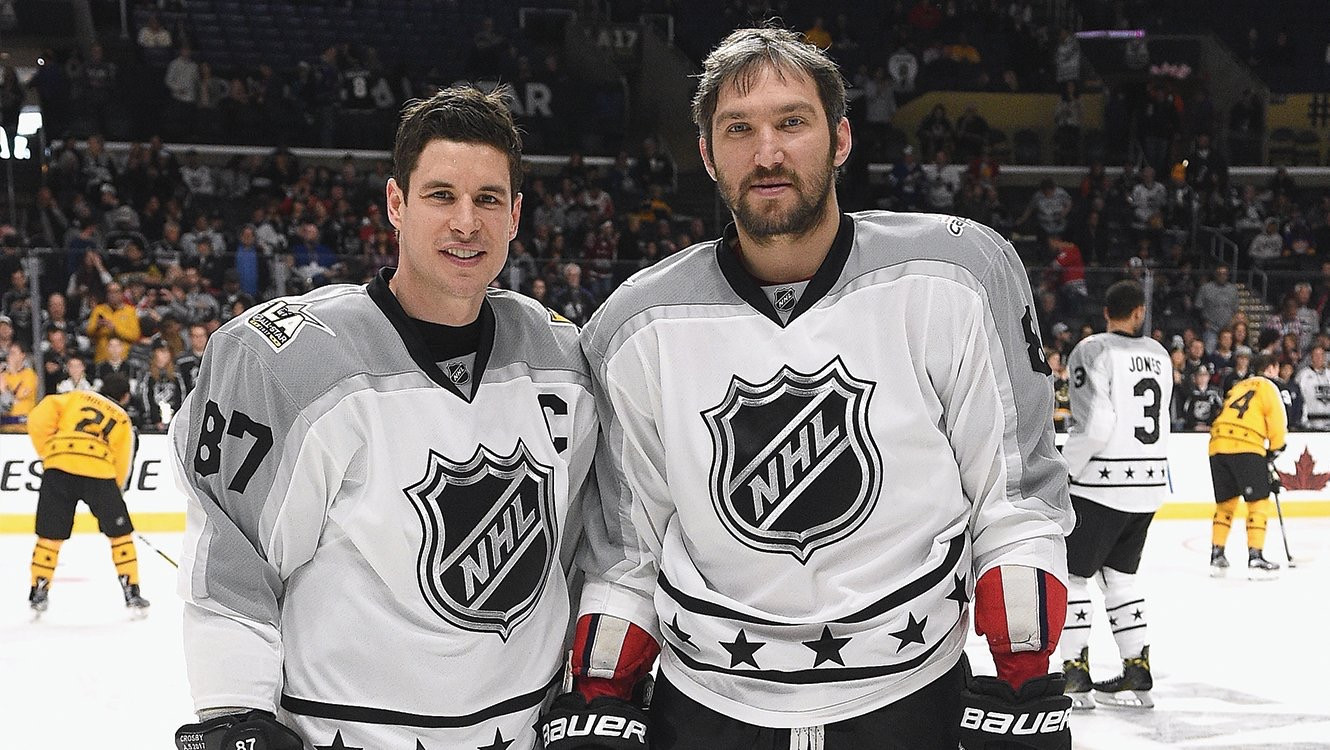 Ovechkin and Crosby watching younger players