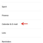 Accessing Calendar and Email settings in the Alexa app