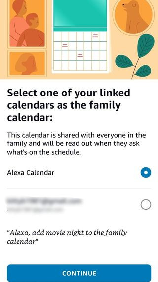 Setting a family calendar in the Alexa app